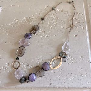 Silpada Amethyst, Sterling Silver, Shell and Cord Necklace